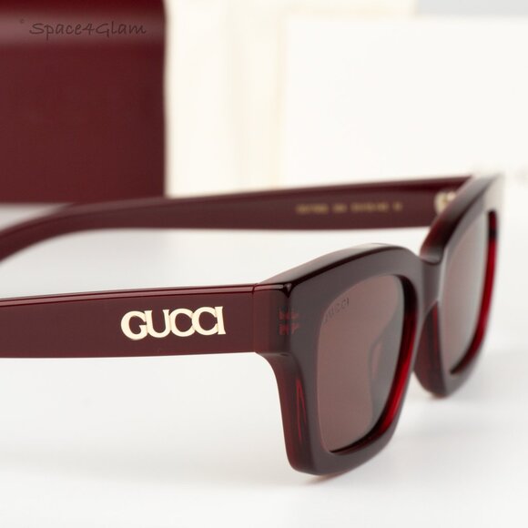 Gucci Women Sunglasses Red Burgundy Cat Eye GG1790S 004 NEW AUTHENTIC - Picture 4 of 10